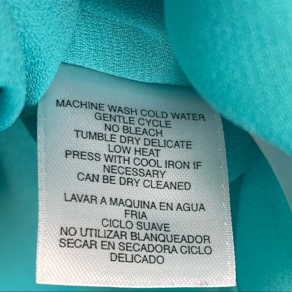 Kasper Large Tank Top Shark Bite Hem Teal Turquoise Metallic Career sheer lined - Picture 5 of 7